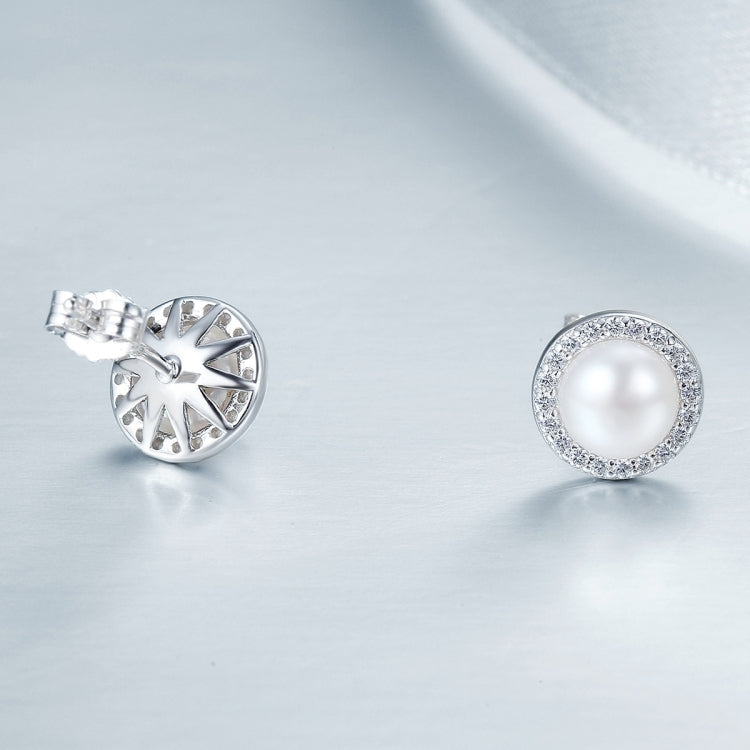 Simple Pearl Diamond Ladies ต่างหูอารมณ์ S925 ต่างหูเงินสเตอร์ลิง, SCE122