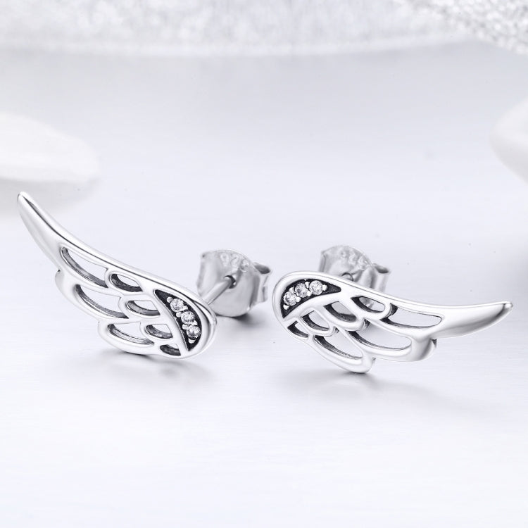ต่างหูปีกเงินสเตอร์ลิง Simple S925 ต่างหูเงินสตั๊ด, Silver, Rose Gold