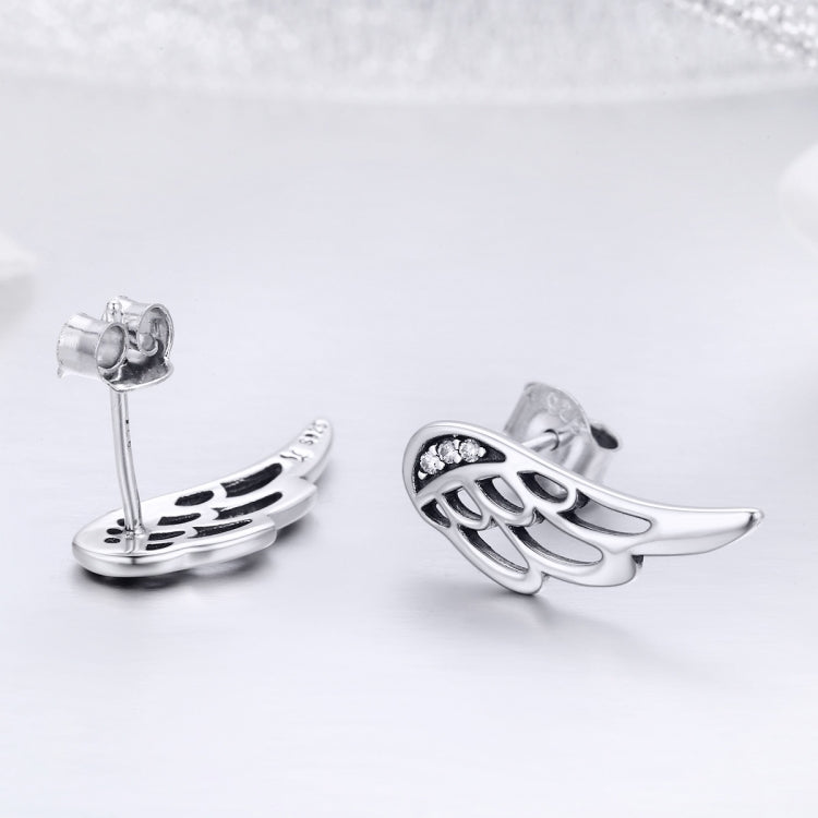 ต่างหูปีกเงินสเตอร์ลิง Simple S925 ต่างหูเงินสตั๊ด, Silver, Rose Gold