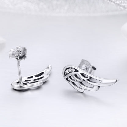 ต่างหูปีกเงินสเตอร์ลิง Simple S925 ต่างหูเงินสตั๊ด, Silver, Rose Gold