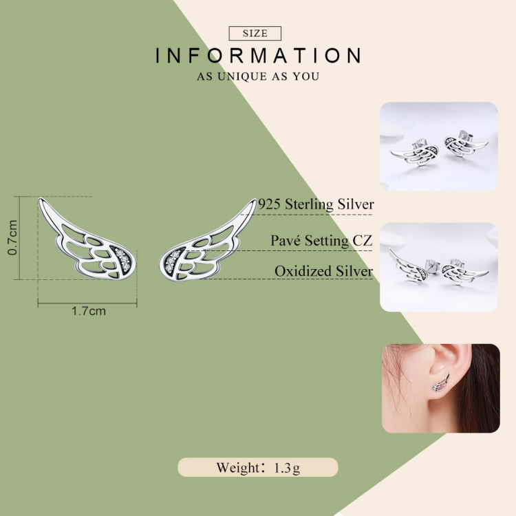 ต่างหูปีกเงินสเตอร์ลิง Simple S925 ต่างหูเงินสตั๊ด, Silver, Rose Gold