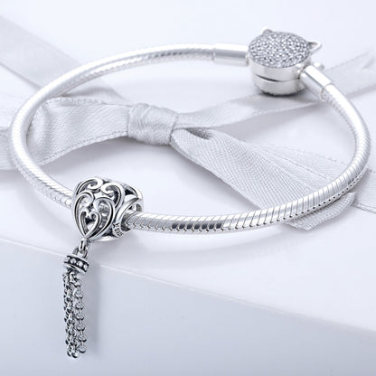 S925 เงินสเตอร์ลิงรูปหัวใจรักลูกปัดเงิน, SCC722
