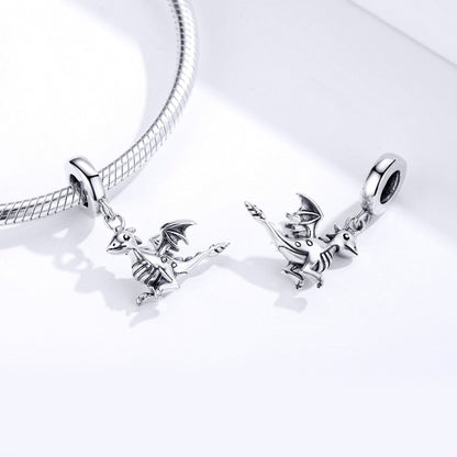S925 จี้เงินสเตอร์ลิง Drogon ไดโนเสาร์ Charm สร้อยข้อมือ DIY อุปกรณ์เสริม, SCC1322
