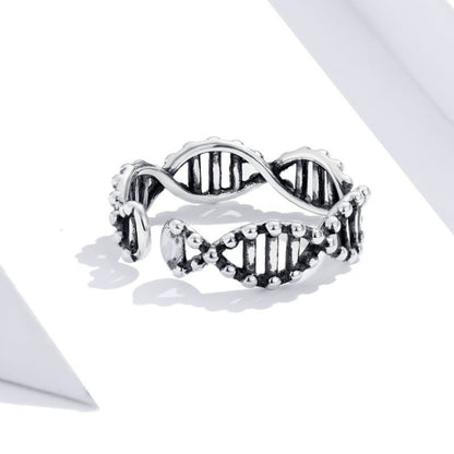 S925 แหวนเงินสเตอร์ลิง Vintage เปิดแหวน DNA Shape Ring, SCR643