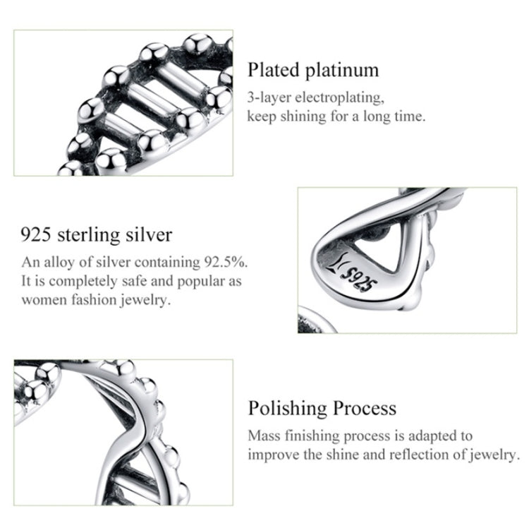 S925 แหวนเงินสเตอร์ลิง Vintage เปิดแหวน DNA Shape Ring, SCR643