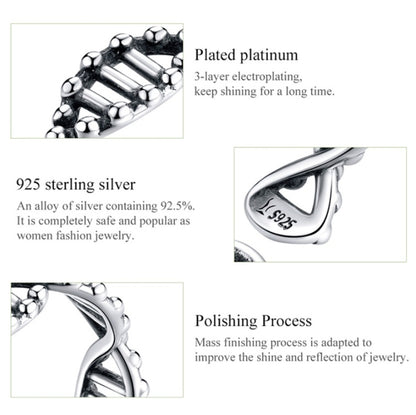S925 แหวนเงินสเตอร์ลิง Vintage เปิดแหวน DNA Shape Ring, SCR643