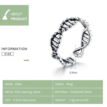 S925 แหวนเงินสเตอร์ลิง Vintage เปิดแหวน DNA Shape Ring, SCR643