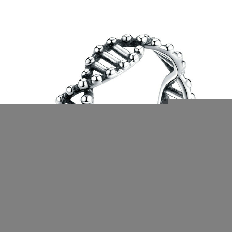 S925 แหวนเงินสเตอร์ลิง Vintage เปิดแหวน DNA Shape Ring, SCR643