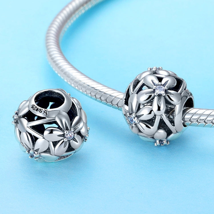 S925 เงินสเตอร์ลิงดอกไม้หยดน้ำมันลูกปัดเงิน DIY สร้อยข้อมือ, SCC729