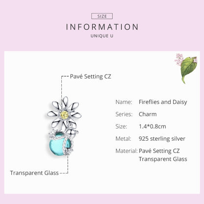 S925 เงินสเตอร์ลิงเดซี่และหิ่งห้อยแก้วคริสตัลหลวมลูกปัด DIY สร้อยข้อมือลูกปัด