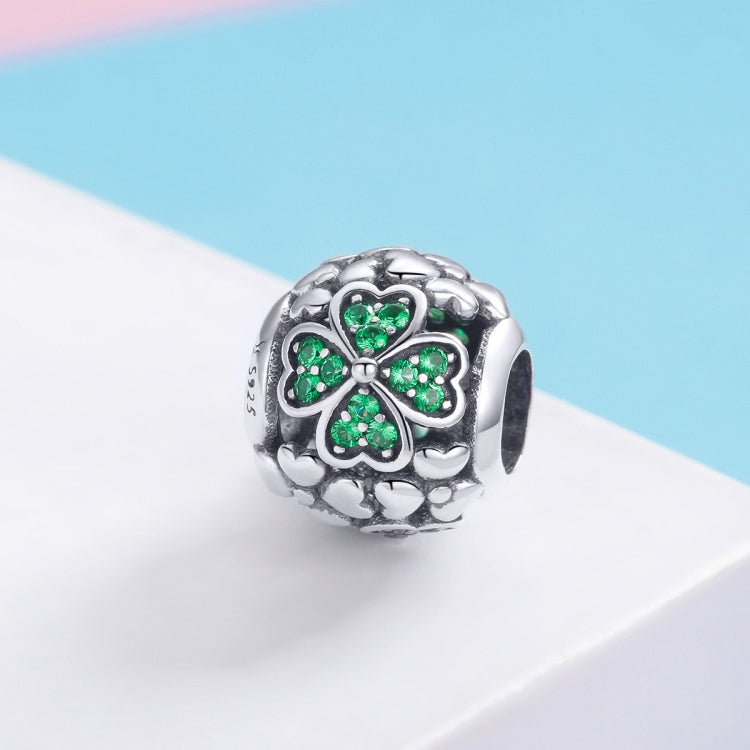 S925 เงินสเตอร์ลิงพืชสีเขียว Clover Bead DIY สร้อยข้อมือ, SCC964