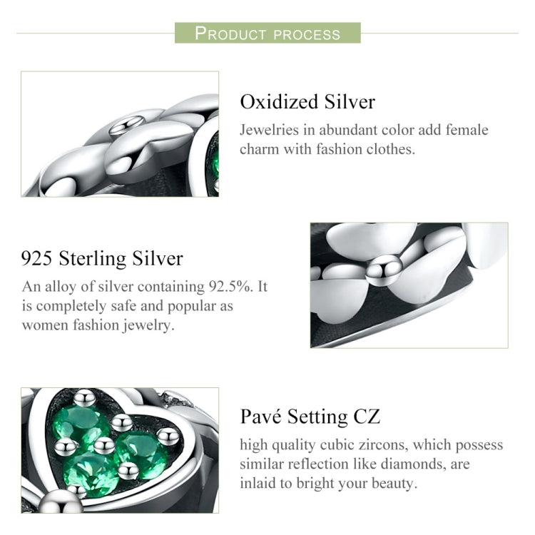 S925 เงินสเตอร์ลิงพืชสีเขียว Clover Bead DIY สร้อยข้อมือ, SCC964
