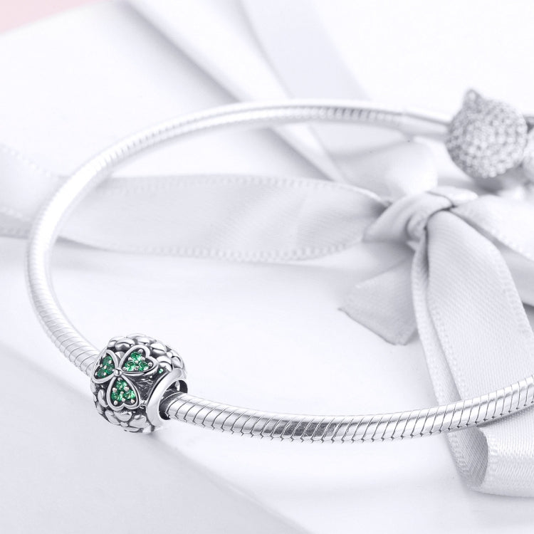 S925 เงินสเตอร์ลิงพืชสีเขียว Clover Bead DIY สร้อยข้อมือ, SCC964