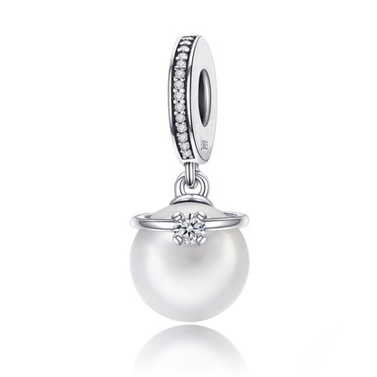 S925 เงินสเตอร์ลิง Elegant Pearl Charm สร้อยข้อมือ DIY อุปกรณ์เสริม, SCC137