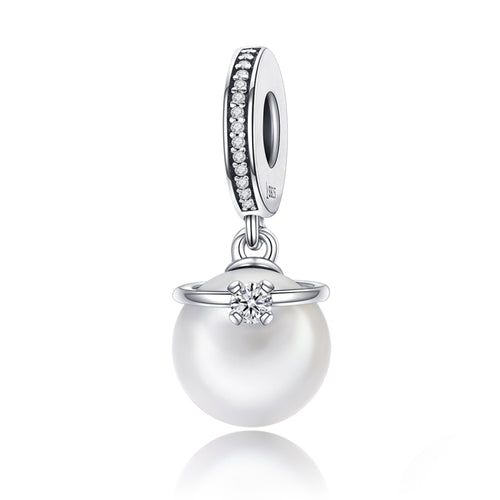S925 เงินสเตอร์ลิง Elegant Pearl Charm สร้อยข้อมือ DIY อุปกรณ์เสริม, SCC137