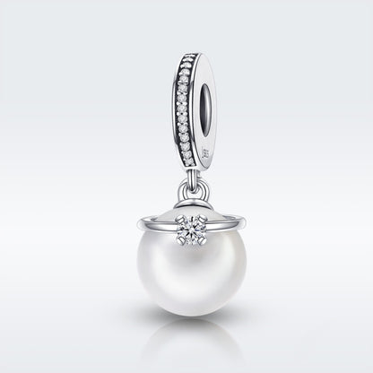 S925 เงินสเตอร์ลิง Elegant Pearl Charm สร้อยข้อมือ DIY อุปกรณ์เสริม, SCC137