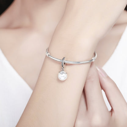 S925 เงินสเตอร์ลิง Elegant Pearl Charm สร้อยข้อมือ DIY อุปกรณ์เสริม, SCC137