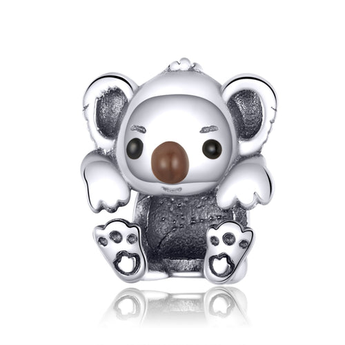 S925 เงินสเตอร์ลิงน่ารัก Koala สัตว์ลูกปัด DIY สร้อยข้อมืออุปกรณ์เสริม, SCC1304