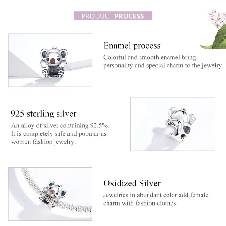 S925 เงินสเตอร์ลิงน่ารัก Koala สัตว์ลูกปัด DIY สร้อยข้อมืออุปกรณ์เสริม, SCC1304