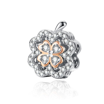 Four Leaf Clover เพทายลูกปัด S925 เงินสเตอร์ลิง DIY สร้อยข้อมืออุปกรณ์เสริม, SCC1247
