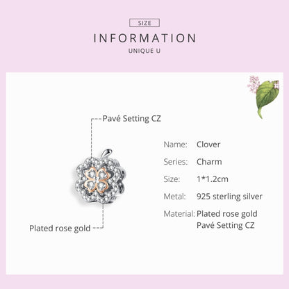 Four Leaf Clover เพทายลูกปัด S925 เงินสเตอร์ลิง DIY สร้อยข้อมืออุปกรณ์เสริม, SCC1247