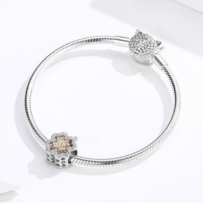 Four Leaf Clover เพทายลูกปัด S925 เงินสเตอร์ลิง DIY สร้อยข้อมืออุปกรณ์เสริม, SCC1247