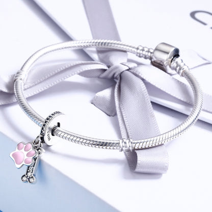 S925 เงินสเตอร์ลิงรอยเท้าสุนัขเพชรลูกปัด DIY อุปกรณ์เสริมสร้อยข้อมือ