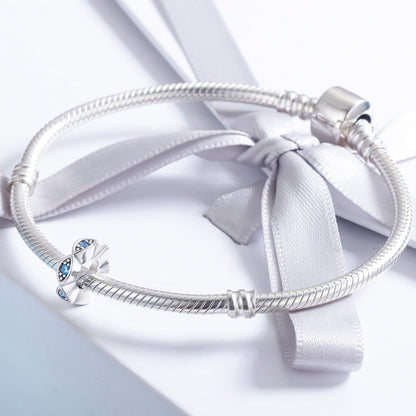 Lucky Eyes Beaded S925 ลูกปัดเงินสเตอร์ลิง DIY สร้อยข้อมือลูกปัดเงิน