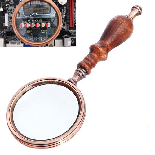 10X โลหะไม้ Handle Retro อ่านแว่นขยายมือถือ Ebony ของขวัญแว่นขยาย