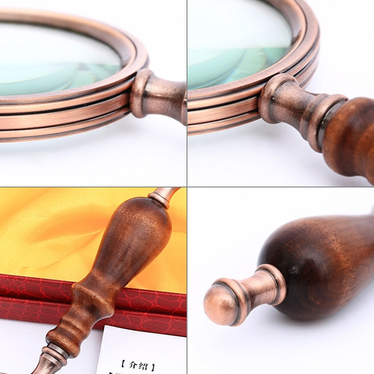 10X โลหะไม้ Handle Retro อ่านแว่นขยายมือถือ Ebony ของขวัญแว่นขยาย