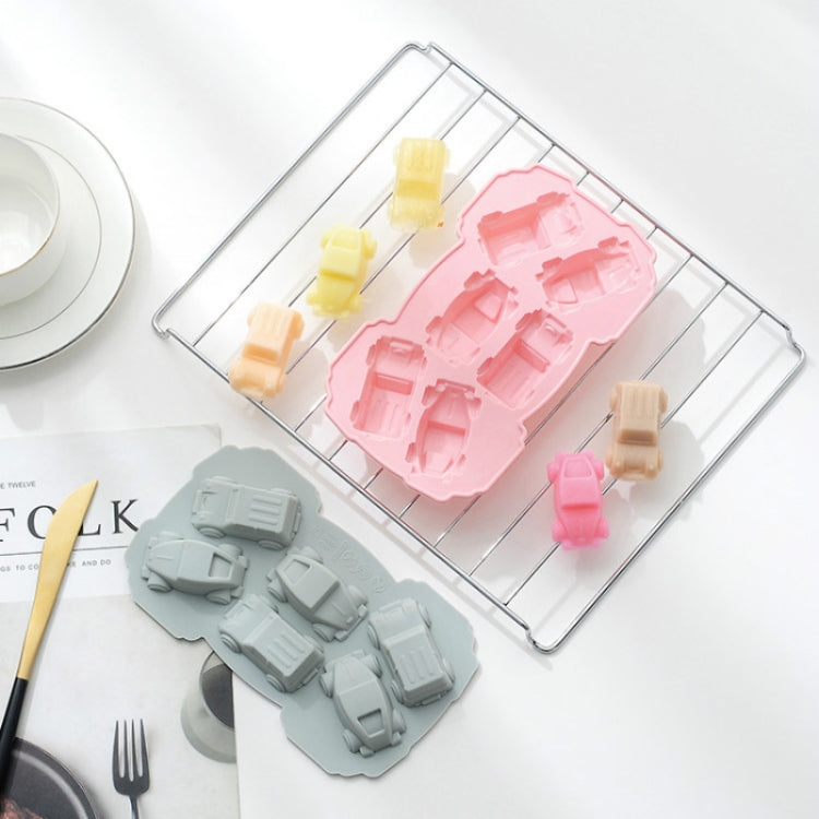 6ชิ้นสร้างสรรค์เค้กช็อคโกแลตแม่พิมพ์3Dรถการ์ตูนครัวเรือนซิลิโคนอบถาดน้ำแข็งแม่พิมพ์, 3D Car Shape (Blue), 3D Car Shape(Pink)