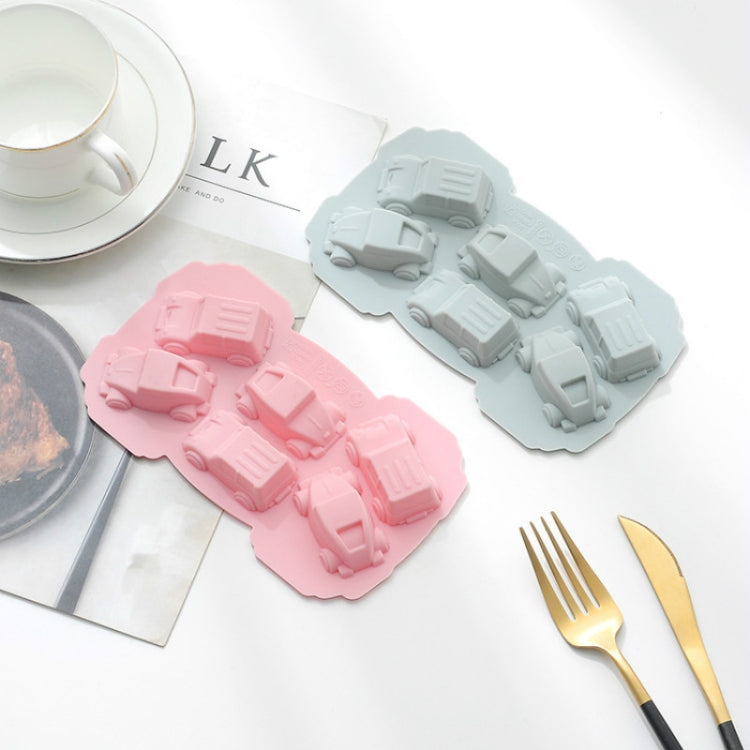 6ชิ้นสร้างสรรค์เค้กช็อคโกแลตแม่พิมพ์3Dรถการ์ตูนครัวเรือนซิลิโคนอบถาดน้ำแข็งแม่พิมพ์, 3D Car Shape (Blue), 3D Car Shape(Pink)