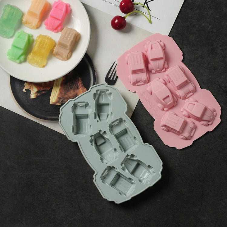 6ชิ้นสร้างสรรค์เค้กช็อคโกแลตแม่พิมพ์3Dรถการ์ตูนครัวเรือนซิลิโคนอบถาดน้ำแข็งแม่พิมพ์, 3D Car Shape (Blue), 3D Car Shape(Pink)