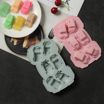 6ชิ้นสร้างสรรค์เค้กช็อคโกแลตแม่พิมพ์3Dรถการ์ตูนครัวเรือนซิลิโคนอบถาดน้ำแข็งแม่พิมพ์, 3D Car Shape (Blue), 3D Car Shape(Pink)