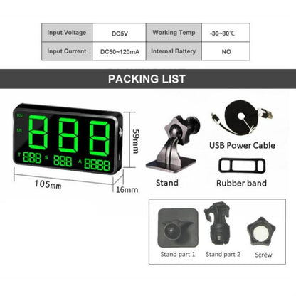 Kingneed C80 4.5 นิ้ว HUD รถ Head-up Display GPS เครื่องวัดความเร็ว Overspeed Alarm ระยะทางความสูงนาฬิกา, C80 4.5inch