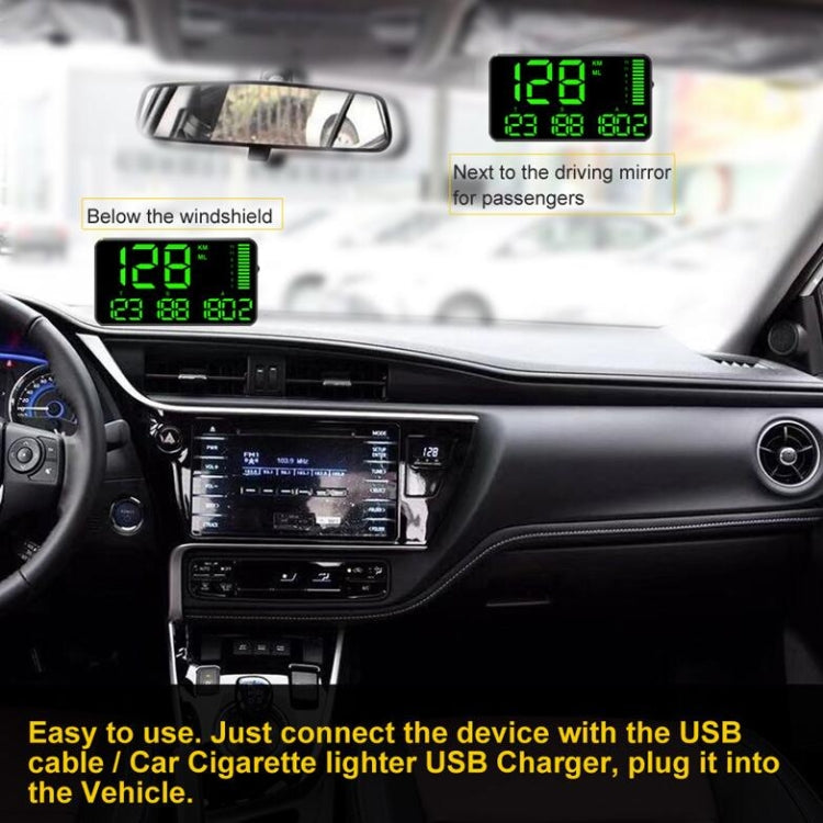 Kingneed C90 5.5 นิ้ว HUD รถ Head-up Display GPS รถสากลระยะทางความเร็วเมตร Speeding Alarm / GPS ดาวเทียมวัดความเร็ว, C90 5.5inch
