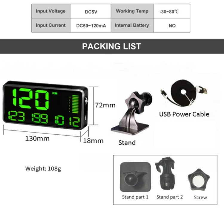 Kingneed C90 5.5 นิ้ว HUD รถ Head-up Display GPS รถสากลระยะทางความเร็วเมตร Speeding Alarm / GPS ดาวเทียมวัดความเร็ว, C90 5.5inch