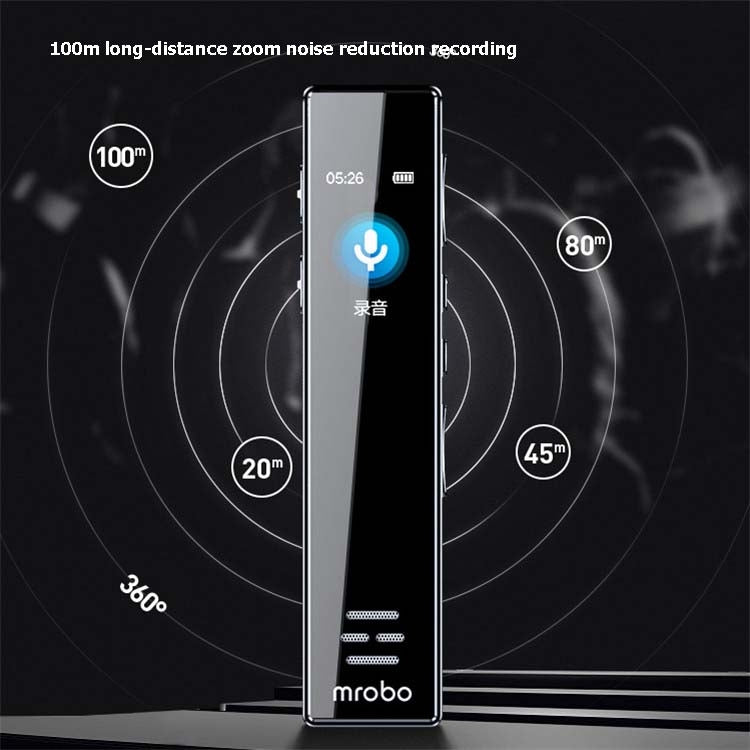 MROBO A10 เครื่องบันทึกเสียงระดับมืออาชีพ HD ลดเสียงรบกวนเครื่องเล่นหน้าจอสี MP3 นักเรียน, 8GB, 16 GB