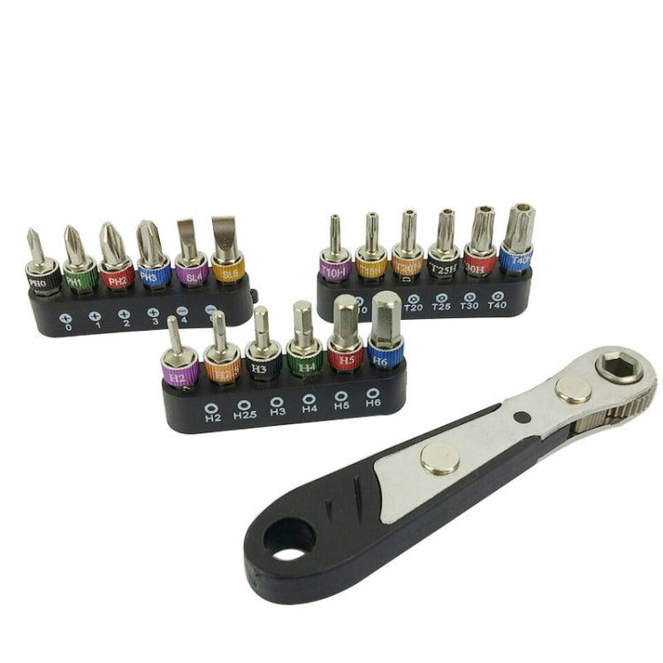 19 ใน 1 1/4 ชุดประแจวงล้อชุดมินิบิตชุดประแจแบบแมนนวล, Black Handle