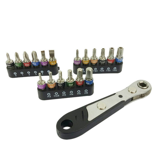 19 ใน 1 1/4 ชุดประแจวงล้อชุดมินิบิตชุดประแจแบบแมนนวล, Black Handle