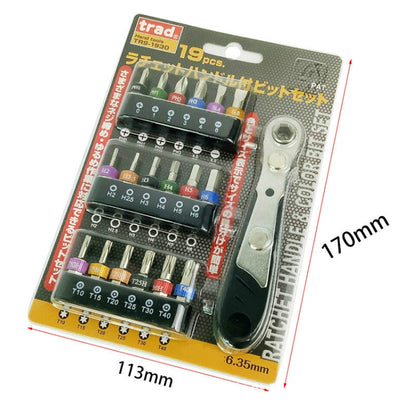19 ใน 1 1/4 ชุดประแจวงล้อชุดมินิบิตชุดประแจแบบแมนนวล, Black Handle