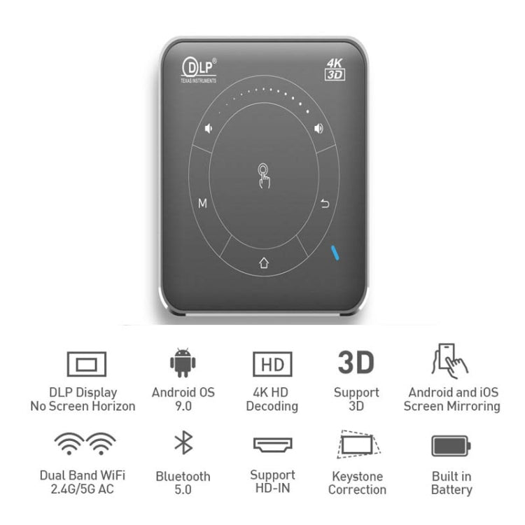 P11 854x480 DLP มินิโปรเจคเตอร์อัจฉริยะพร้อมรีโมทคอนโทรลอินฟราเรด, Android 9.0, 2GB+16GB, รองรับ WiFi 2.4G/5G, บลูทูธ, การ์ด TF
