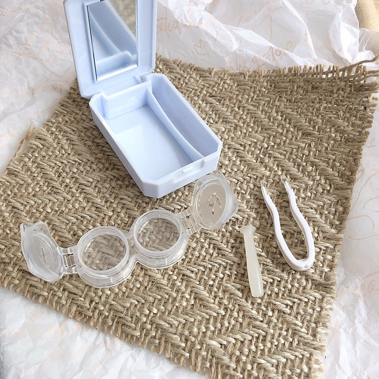 15 ชิ้นคอนแทคเลนส์เคส Simple Mini Push-type กล่องคู่คอนแทคเลนส์สีสุ่ม, 2 PCS Contact Lens Case