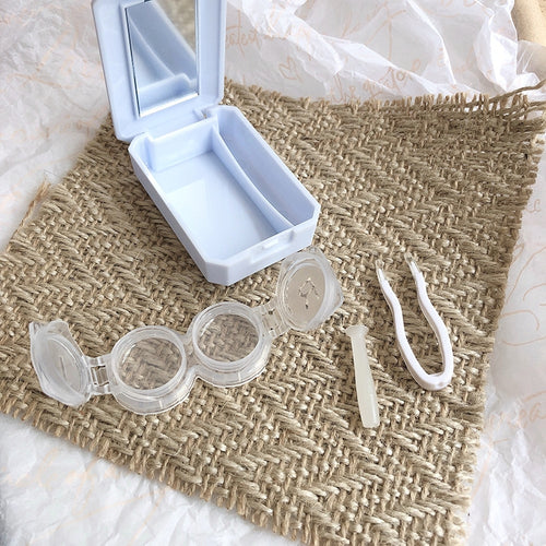 15 ชิ้นคอนแทคเลนส์เคส Simple Mini Push-type กล่องคู่คอนแทคเลนส์สีสุ่ม, 2 PCS Contact Lens Case