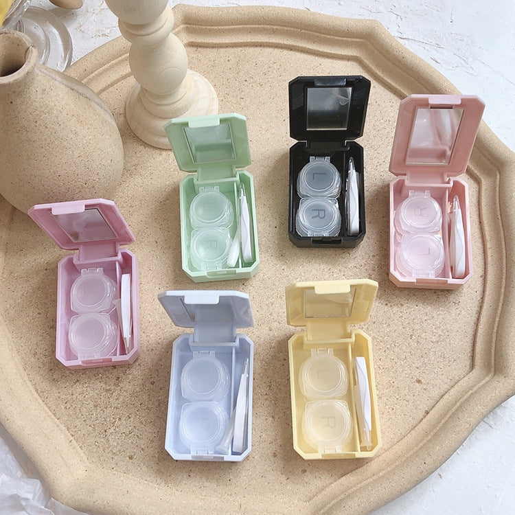 15 ชิ้นคอนแทคเลนส์เคส Simple Mini Push-type กล่องคู่คอนแทคเลนส์สีสุ่ม, 2 PCS Contact Lens Case