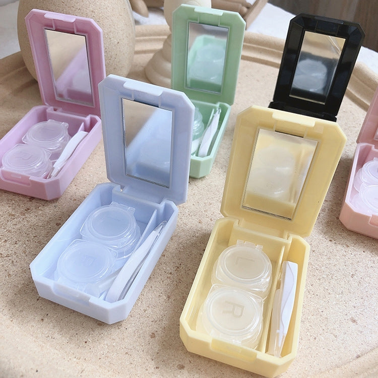 15 ชิ้นคอนแทคเลนส์เคส Simple Mini Push-type กล่องคู่คอนแทคเลนส์สีสุ่ม, 2 PCS Contact Lens Case