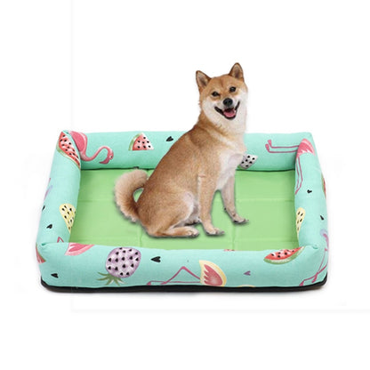 Summer Pet เสื่อสุนัขด้านข้างแบบถอดไม่ได้เตียงสัตว์เลี้ยง, M 53X40X6cm, XL 83X66X8cm