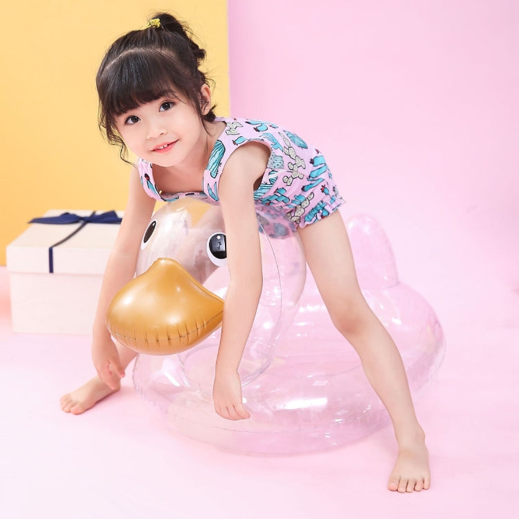 Y-100 ห่วงยางว่ายน้ำรูปเป็ดใสสำหรับเด็ก, Size:70 x 44cm