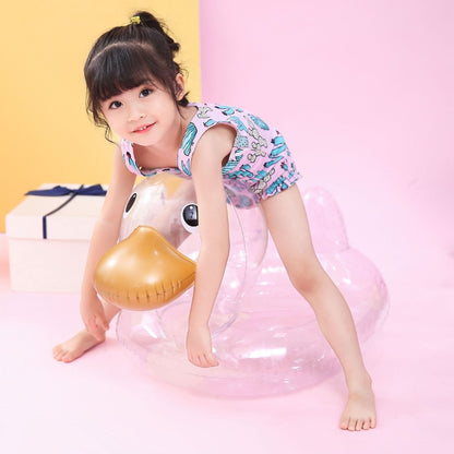 Y-100 ห่วงยางว่ายน้ำรูปเป็ดใสสำหรับเด็ก, Size:70 x 44cm