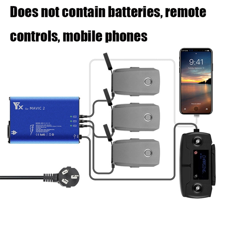 YX สำหรับเครื่องชาร์จโลหะผสมอลูมิเนียม DJI MAVIC 2 พร้อมสวิตช์, US Plug